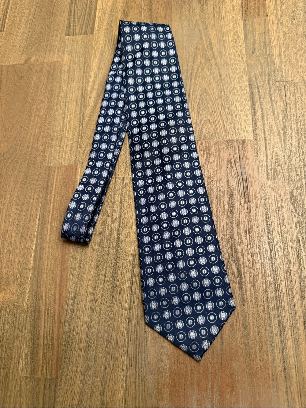 Balmain Paris Blue Silk Geometric Medallion Designer Tie Made In Italy
